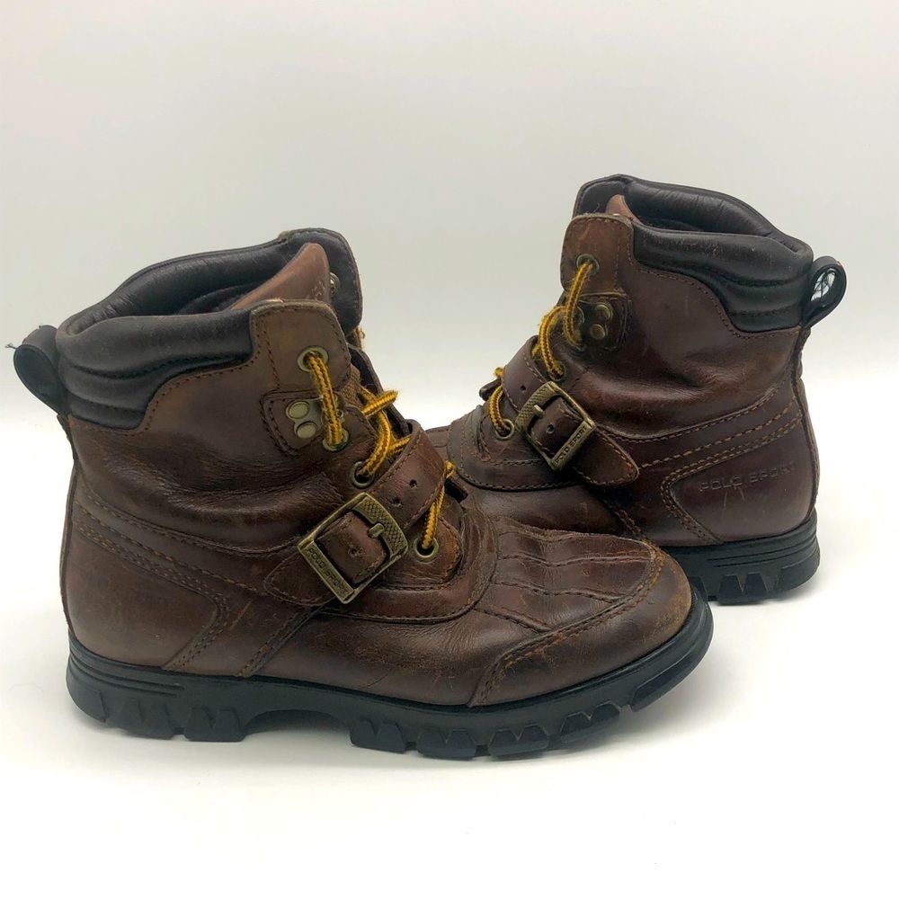 Vintage Polo Sport Boots Women's 6 Oslo Leather Lace Up Duck Buckled 90s Outdoor